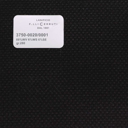 3750-0020/0001 Cerruti Lanificio - Vải Suit 100% Wool - Đen Trơn